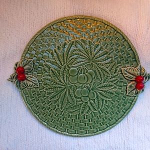 Vintage Bordallo Pinheiro Cherry Service Cake Server Plate